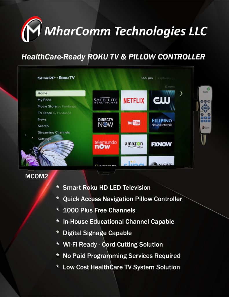 MCOM2 Healthcare Ready Roku TV & Pillow Controller
